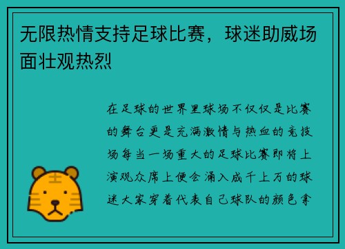 无限热情支持足球比赛，球迷助威场面壮观热烈